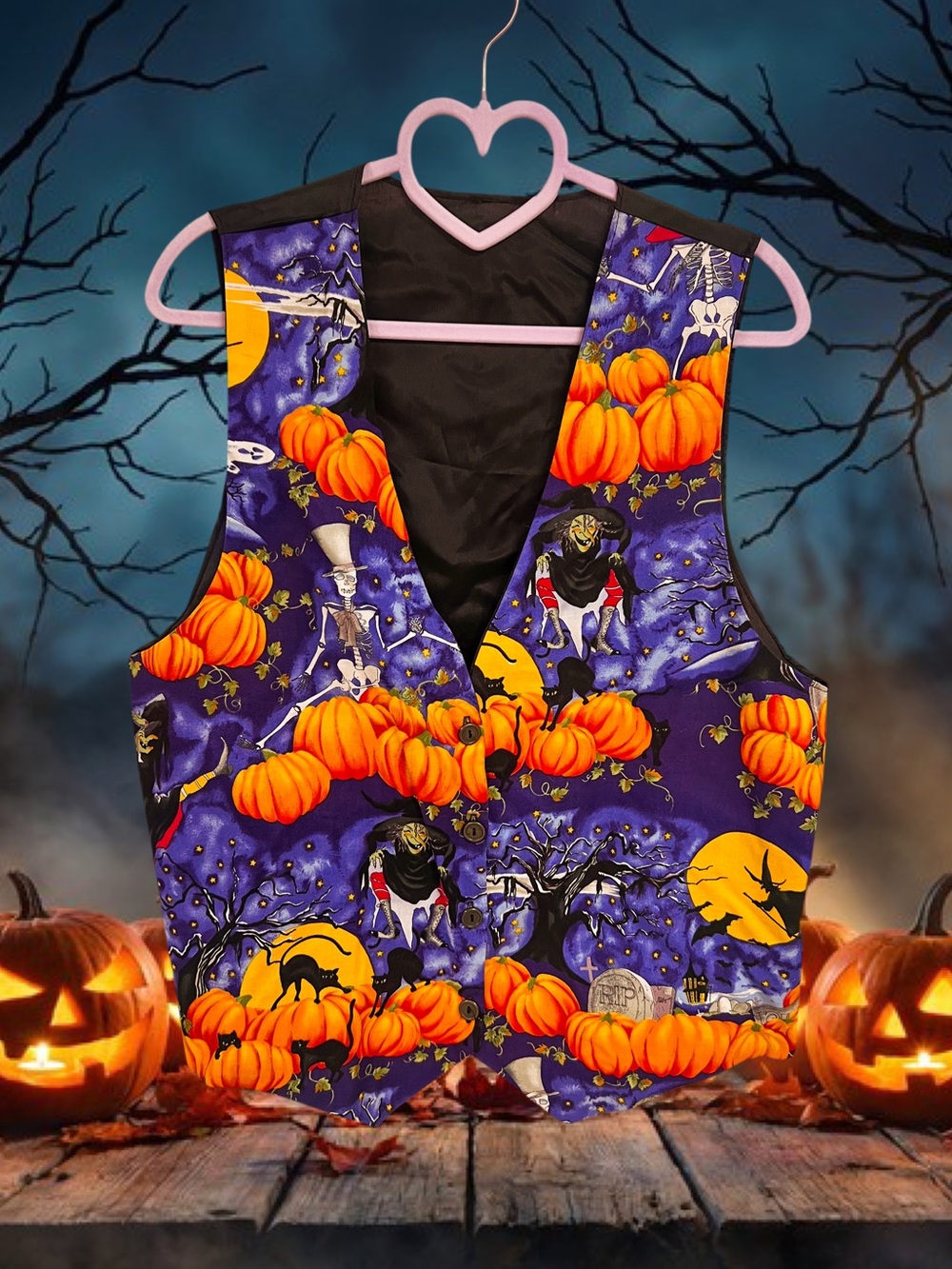 Vintage 90s nostalgia Halloween spooky characters vest